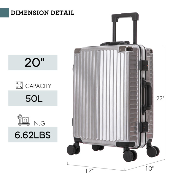 20 Inch PC Carry On Luggage Spinner Wheel Hardside Lightweight Luggage