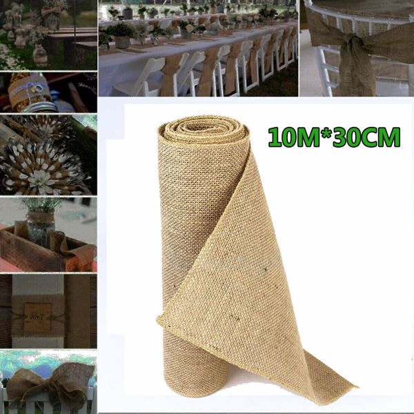 10Mx30CM Hessian Table Runners Hessian Roll Fabric Burlap Jute Rustic Wedding UK