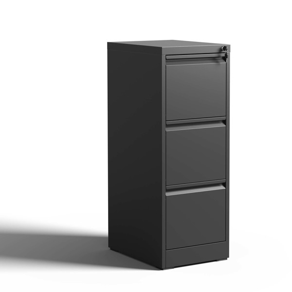 3 Drawer Metal Vertical File Cabinet with Lock Office Home Steel Vertical File Cabinet for A4 Legal/Letter Size 