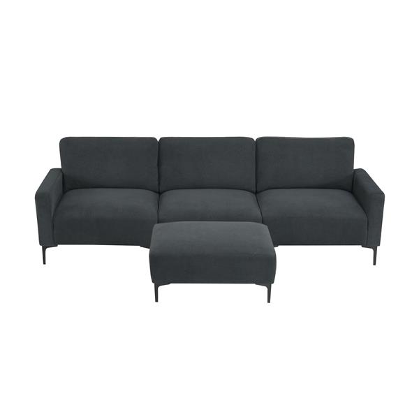 [VIDEO provided] [New] 103.5*59" Modern L-shaped Sectional Sofa, 4-seat Velvet Fabric Couch Set with Convertible Ottoman,Freely Combinable Sofa for Living Room, Apartment, Office,Apartment,2 Colors