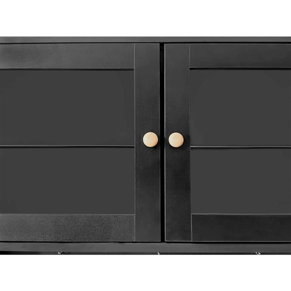 [VIDEO provided] Shoe Cabinet with Open Storage Space, Practical Hall Tree with 3 Flip Drawers, Multi-functional & Integrated Foyer Cabinet with Tempered Glass Doors for Hallway, Black