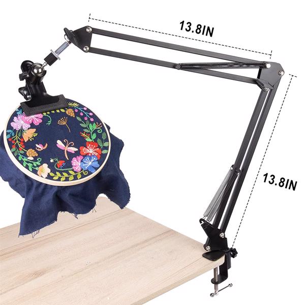 Metal Embroidery Hoop Stand Adjustable Folding Black Hoop Clamping Table Corner