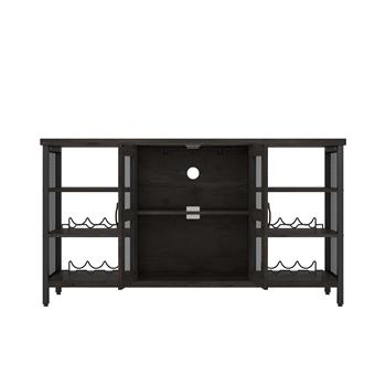 Industrial Wine Bar Cabinet, Liquor Storage Credenza, Sideboard with Wine Racks & Stemware Holder (Dark Grey, 55.12\\'\\'w x 13.78\\'\\'d x 30.31\\' \\' h)