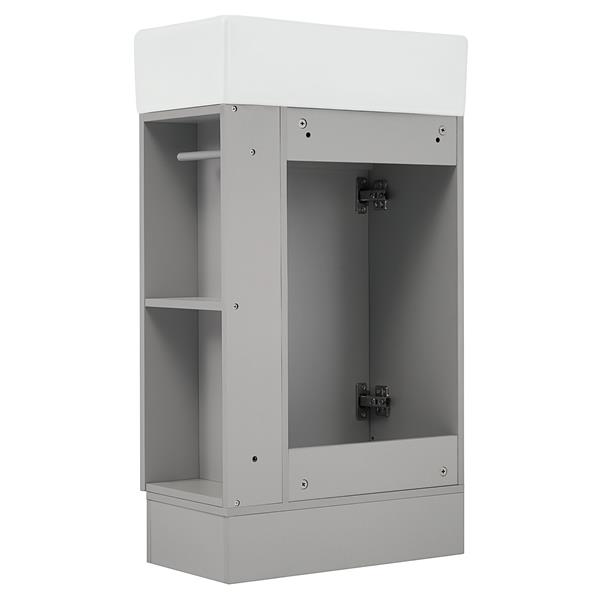 18.6" Bathroom Vanity with Sink, Bathroom Vanity Cabinet with Two-tier Shelf, Left or Right Orientation, Grey