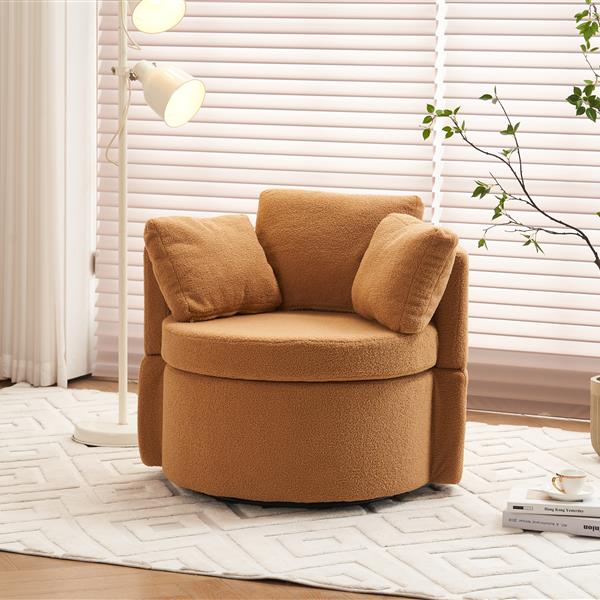 Fabric Swivel And Storage Chair With Back Cushion For Living Room,Khaki