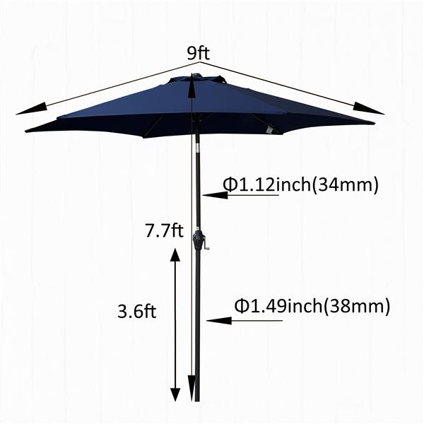 9FT UMBRELLA Navy Blue