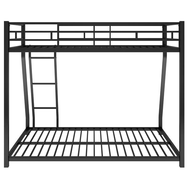 Metal Floor Bunk Bed, Twin over Full,Black