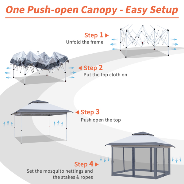 2' x 12' Outdoor Pop-up Canopy with 4 Sidewalls Grey