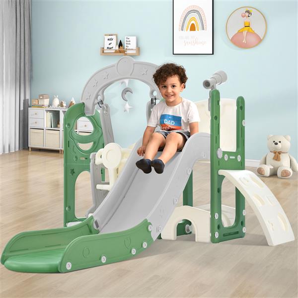 Toddler Slide and Swing Set 5 in 1, Kids Playground Climber Slide Playset with Telescope,  Combination for Babies Indoor & Outdoor