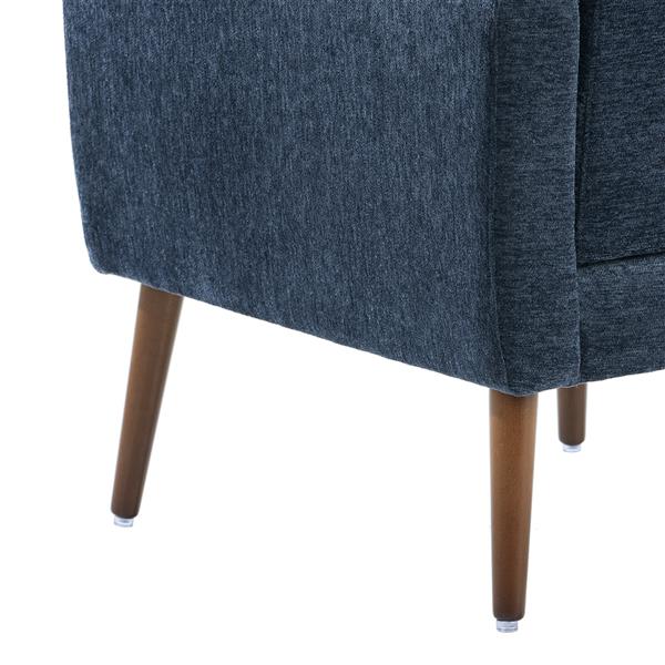 Modern Chair,Chenille Arm Chairs for Living Room,Upholstered Mordern Armchair,Comfy Soft Padded Lounge Chair in Small Space, Bedroom, w/Pillow, Solid Wood Leg (Dark Blue)