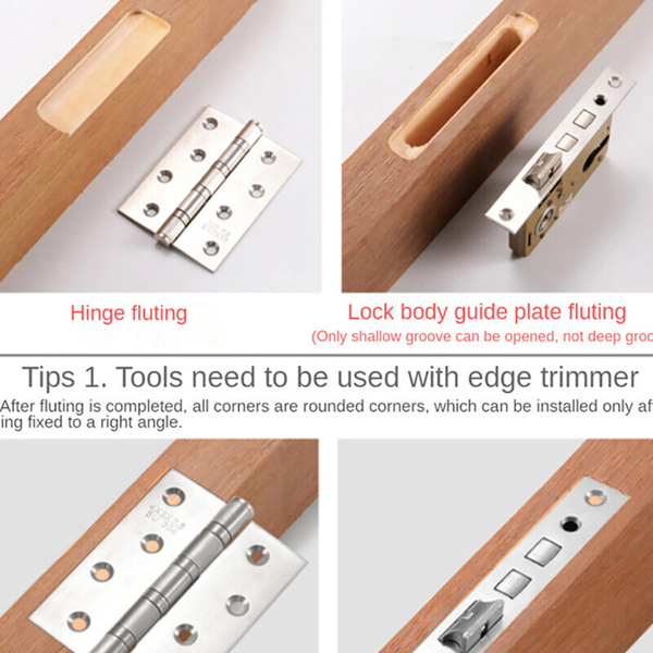 Wooden Door Hinge Jig Lock Guide Plate Router Bit Woodworking Slotting Locator