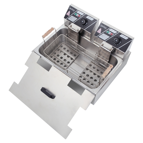 【Replace the old encoding 82308600】Eh83O 110V Oil Consumption 12.7Qt/12L Oil Pan Total Capacity 23.26Qt/22L Stainless Steel Large Single-Cylinder Electric Fryer 5000W Max