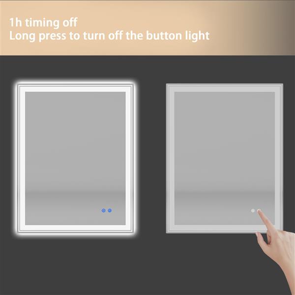 36×28 inch LED-Lit bathroom mirror, wall mounted anti-fog memory Adjustable Brightness front and back light Rectangular Vanity mirror