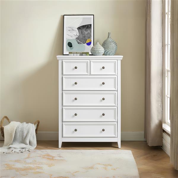 Modern 6 Drawers Dresser 6 Drawers Cabinet,Chest of Drawers Closet Organizers and Storage Clothes Storage Drawers Cabinet for Living Room, Farmhouse Dresser Organizer white