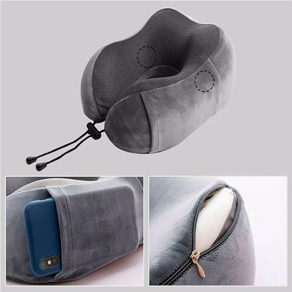 Memory Foam Travel Pillow Neck Support Cushion Without Carry Bag Ear Plugs Mask