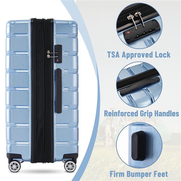 3 Piece Luggage Set Suitcase Set, Lightweight Durable Suitcase with Wheels and TSA Lock, Expandable Travel Family Luggage for Men Women 20" 24" 27"