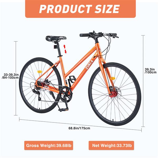 7 Speed Hybrid bike Disc Brake 700C Road Bike For men women's City Bicycle