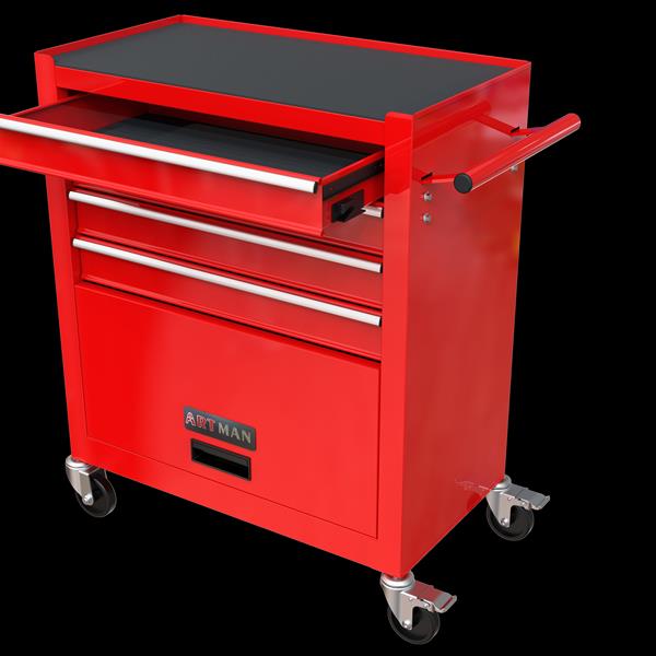 4 Drawers Tool Cabinet with Tool Sets-RED