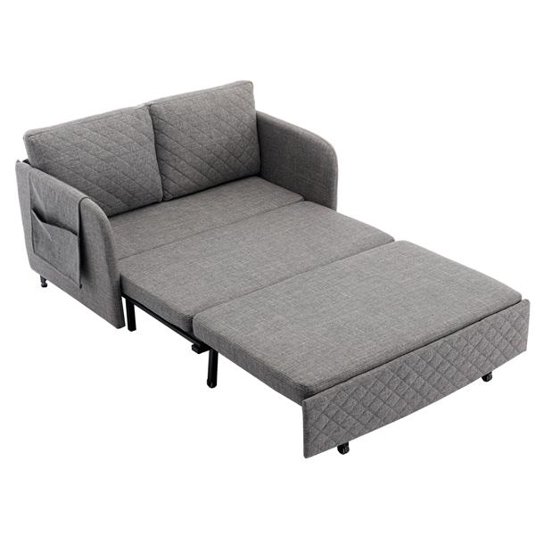 Convertible Sleeper Sofa Bed, Modern Velvet Loveseat Couch with Pull Out Bed, Small Love Seat Futon Sofa Bed with Headboard, 2 Pillows & Side Pockets for Living Room