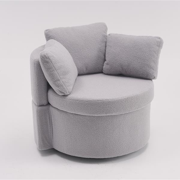 Fabric Swivel And Storage Chair With Back Cushion For Living Room,Light Gray