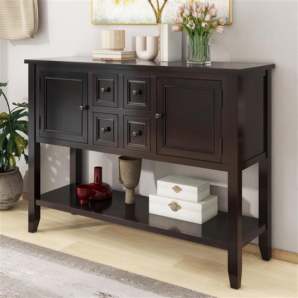 Cambridge Series  Ample Storage Vintage Console Table with Four Small Drawers and Bottom Shelf for Living Rooms, Entrances and Kitchens