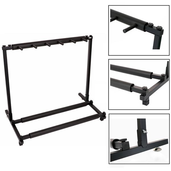 5-Way Multi Guitar Rack Stand Padded for Multiple Electric Acoustic Bass Holders