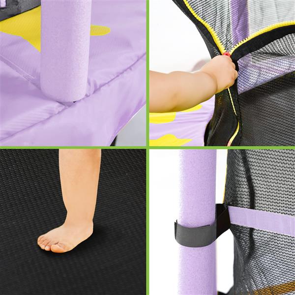 55 Inch Kids Trampoline with Safety Enclosure Net, 4.5FT Outdoor Indoor Trampoline for Kids (Purple)