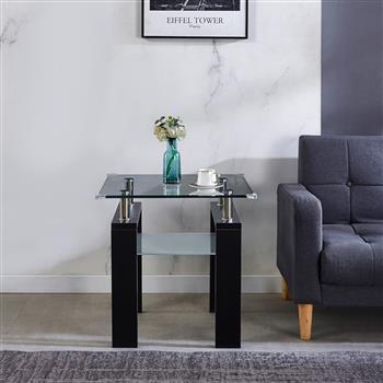 Clear Glass Top Side Table, 24\\"x24\\"x24\\" End Table, Modern Design For Home