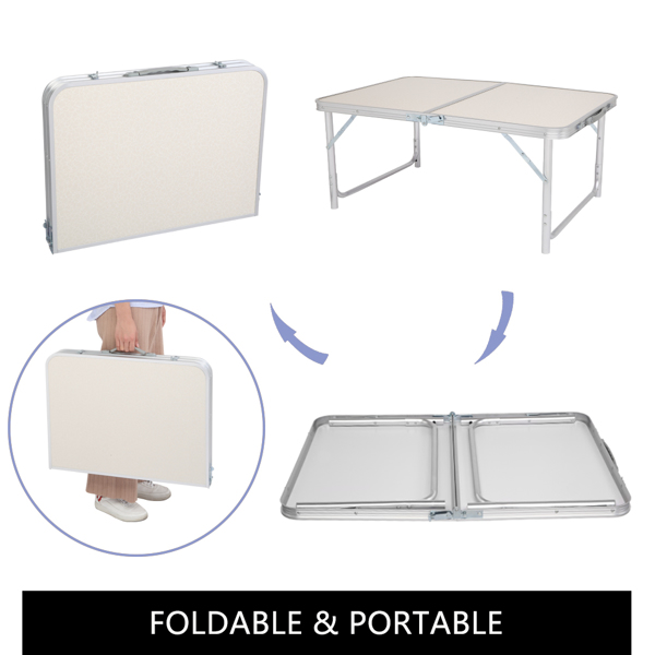 90 x 60 x 70cm Home Use Aluminum Alloy Folding Table White