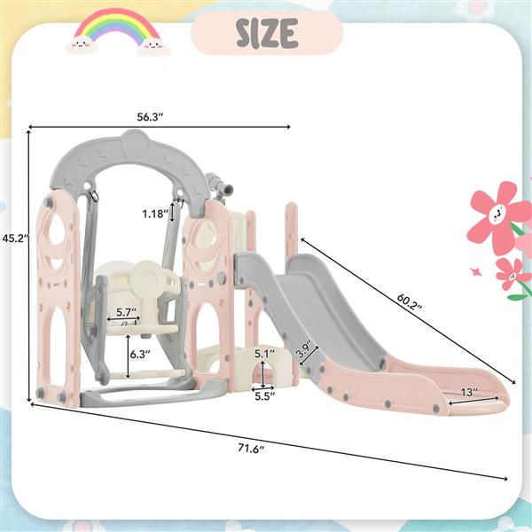 Toddler Slide and Swing Set 5 in 1, Kids Playground Climber Slide Playset with Telescope,  Combination for Babies Indoor & Outdoor