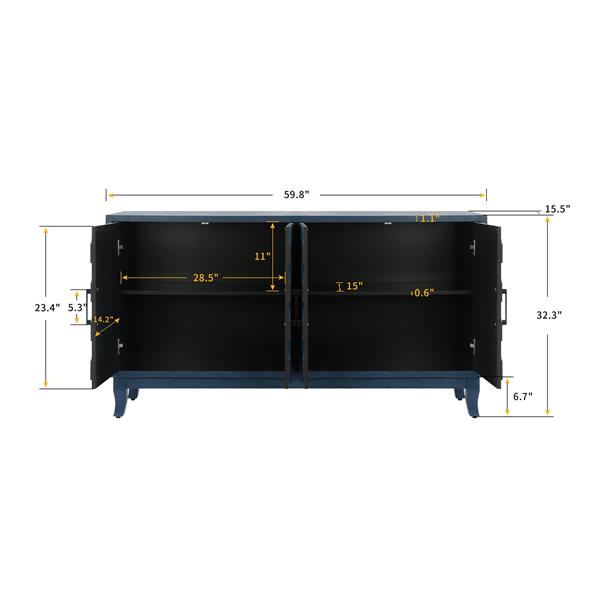 Stronger Vintage Style Buffet Cabinet, Lacquered Storage 4 Door Wooden