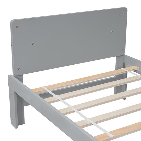 Twin Bed with Footboard Bench,Grey