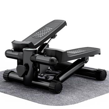 Mini Fitness Stepper, Hydraulic Fitness Stepper with Resistance Bands and Display, Silent Design, Weight Capacity 300LBS, Portable Stepper for Total Body Workout,11.3\\"L x 12.6\\"W x 7.8\\"H,Black