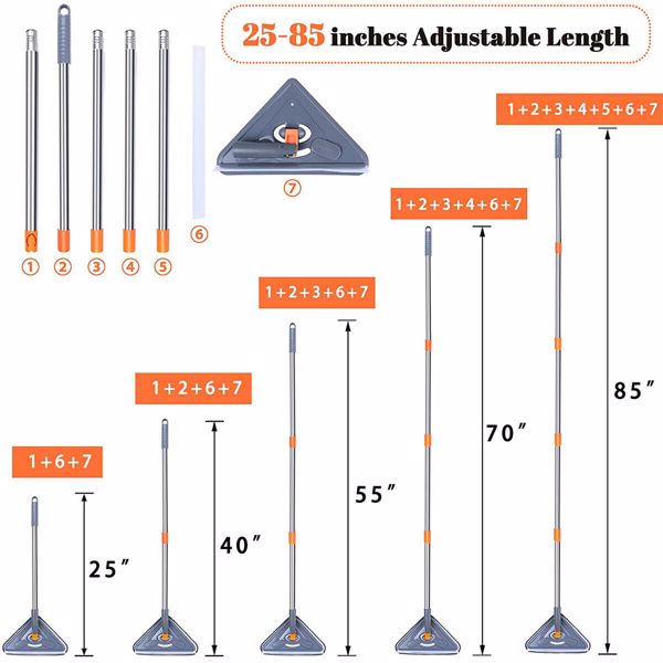 360° Rotatable Adjustable Cleaning Mop Triangle Mops Multipurpose Cleaning Brush