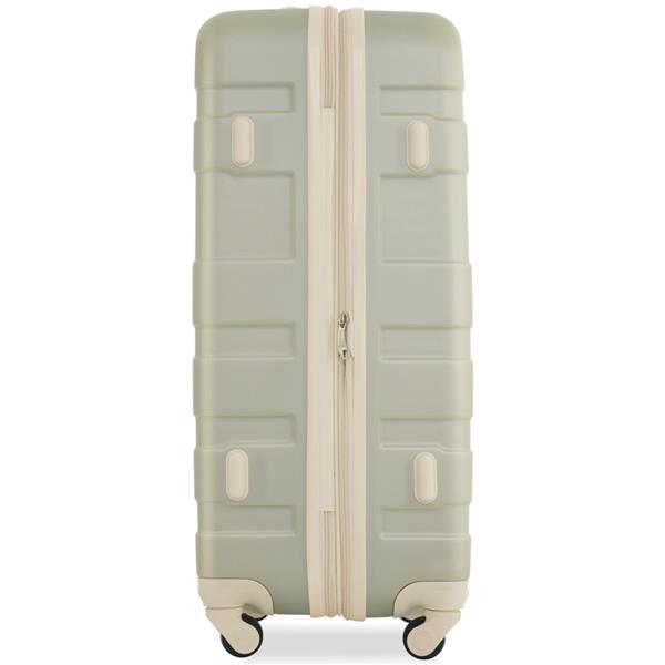 Luggage Sets New Model Expandable ABS Hardshell 3pcs Clearance Luggage Hardside Lightweight Durable Suitcase sets Spinner Wheels Suitcase with TSA Lock 20''24''28''( golden green amd beige)