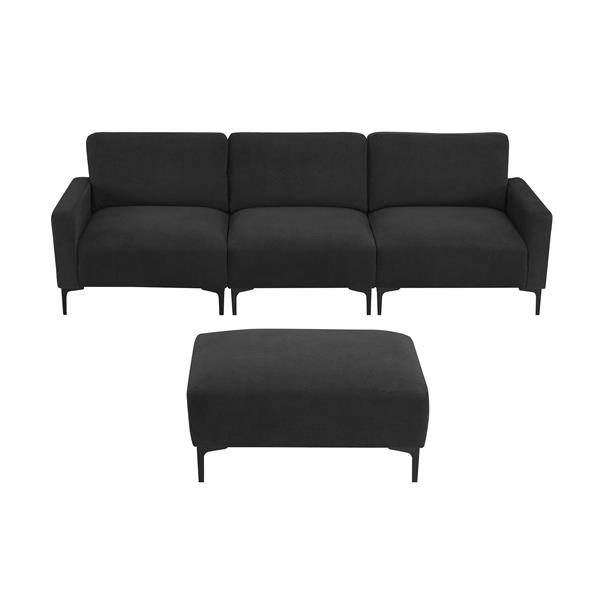 [VIDEO provided] [New] 103.5*59" Modern L-shaped Sectional Sofa, 4-seat Velvet Fabric Couch Set with Convertible Ottoman,Freely Combinable Sofa for Living Room, Apartment, Office,Apartment,2 Colors