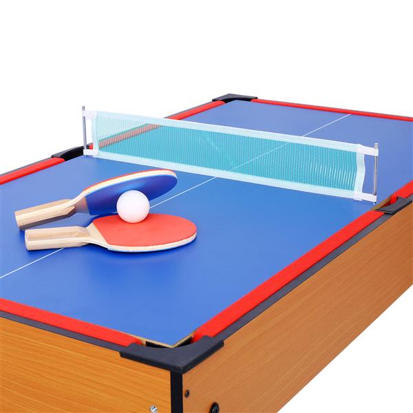 5-in-1 Multi-Game Table - Billiards, Push Hockey, Foosball, Ping Pong, and Basketball  brown/red