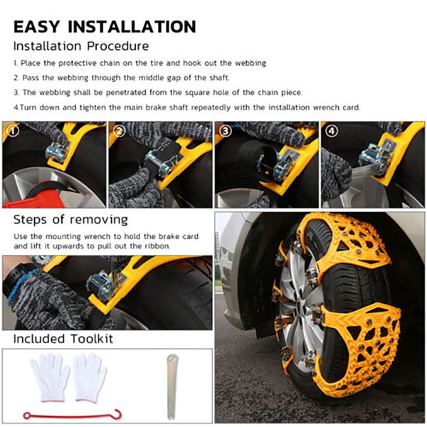 6Pcs Anti-skid Mud Ice Snow Chains Winter Safety For Car / SUV / Truck Tire Tyre