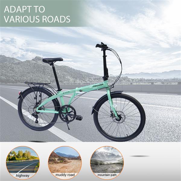 24" Folding City Bike Aluminum Frame 7 Speed Folding Bike