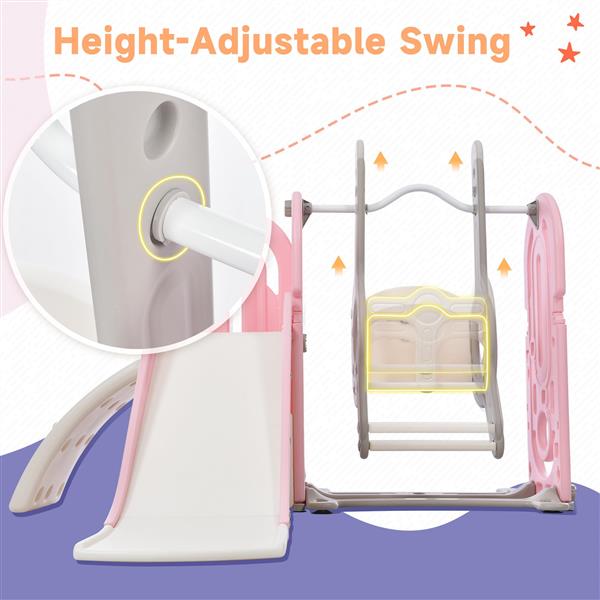 Toddler Slide and Swing Set 5 in 1, Kids Playground Climber Slide Playset with Basketball Hoop  Combination for Babies Indoor & Outdoor