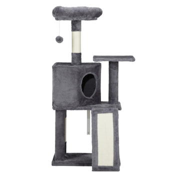 47 inch Cat Tree Cat Tower for Indoor Cats, Cat House with Padded Platform Bed, Toy Ball, Large Cozy Condo, Scratch Board and Sisal Scratching Posts, Dark Grey