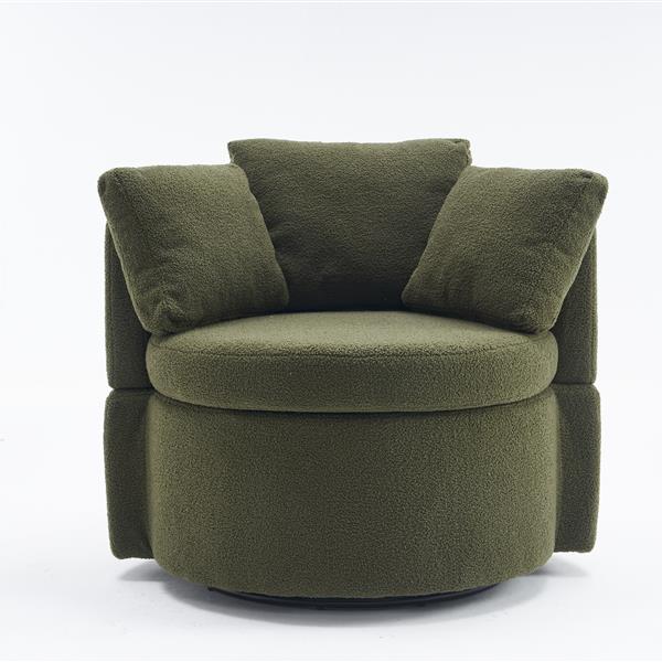 Fabric Swivel And Storage Chair With Back Cushion For Living Room,Green