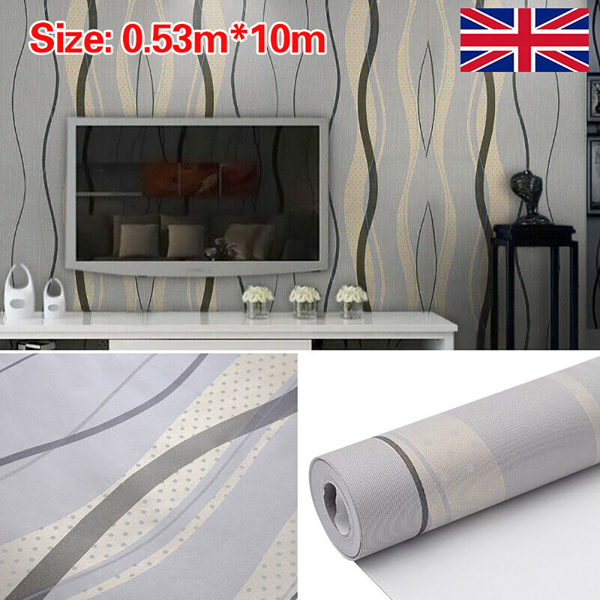 Metallic Silver Grey Wallpaper Rolls Living Room Geometric Wall-Paper Home Decor