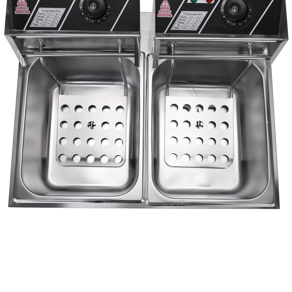 【Replace the old encoding 99495447】EH82 5000W MAX 110V 12.7QT/12L Stainless Steel Double Cylinder Electric Fryer US Plug