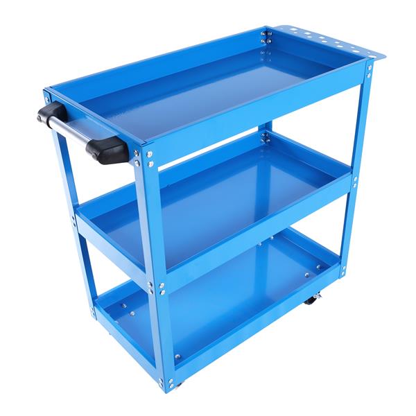 Tool Cart, 3-Tier Rolling Mechanic Tool Cart, Heavy Duty Steel Utility Cart with Lockable Wheels, 450 LBS Capacity Industrial Service Cart for Garage, Warehouse, Workshop (Blue)