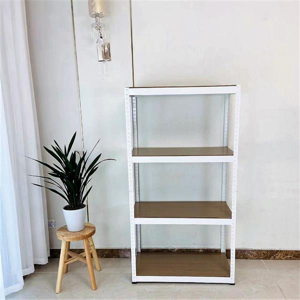 Storage Rack Shelving Unit Storage Shelf Steel Garage Utility Rack 4-Shelf Adjustable Shelves Heavy Duty Display Stand for Books, Kitchenware, Tools Boltless Assembly (White)