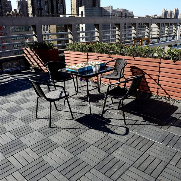 Plastic Interlocking Deck Tiles,44 Pack Patio Deck Tiles,11.8"x11.8" Square Waterproof Outdoor Floor All Weather Use, Patio Floor Decking Tiles for Porch Poolside Balcony Backyard (Dark Grey 44 pack)