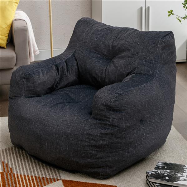 010-Soft Velvet Fabric Bean Bag Chair Filled With Memory Sponge,Dark Gray