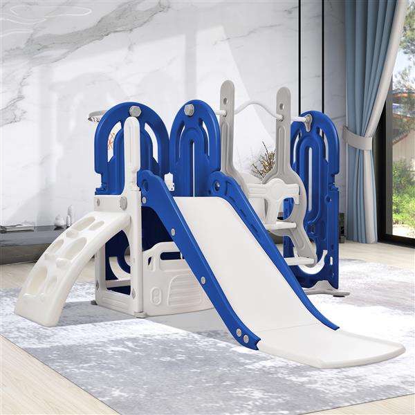 Toddler Slide and Swing Set 5 in 1, Kids Playground Climber Slide Playset with Basketball Hoop  Combination for Babies Indoor & Outdoor