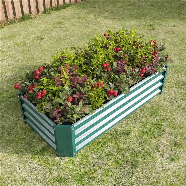 Metal Raised Garden Bed, Rectangle Raised Planter 4×2×1ft  for Flowers Plants, Vegetables Herb Veezyo Green